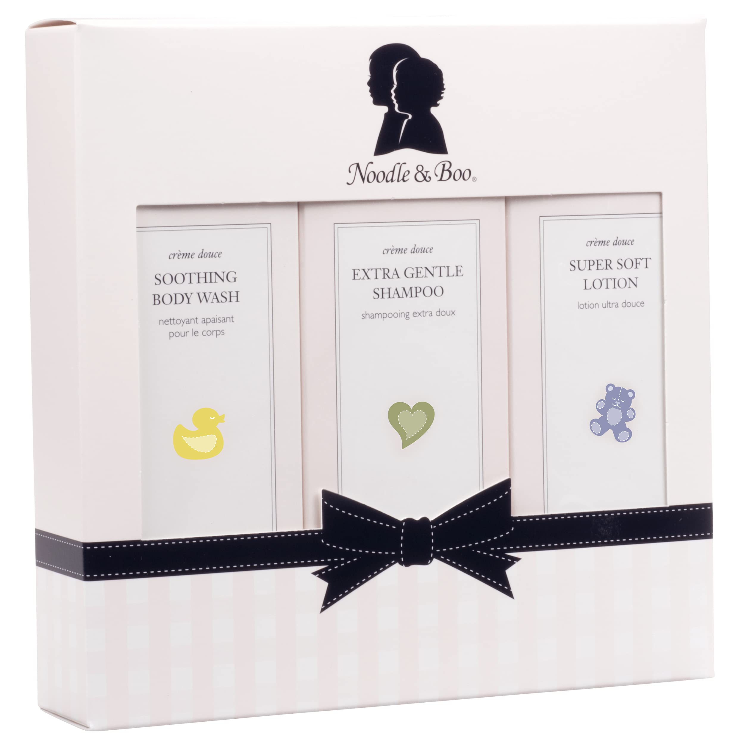 Noodle & Boo Starter Set, Newborn Baby Gift; Super Soft Baby Lotion and Newborn 2-in-1 Hair & Body Wash, 8 Oz of each, Navy/Pink